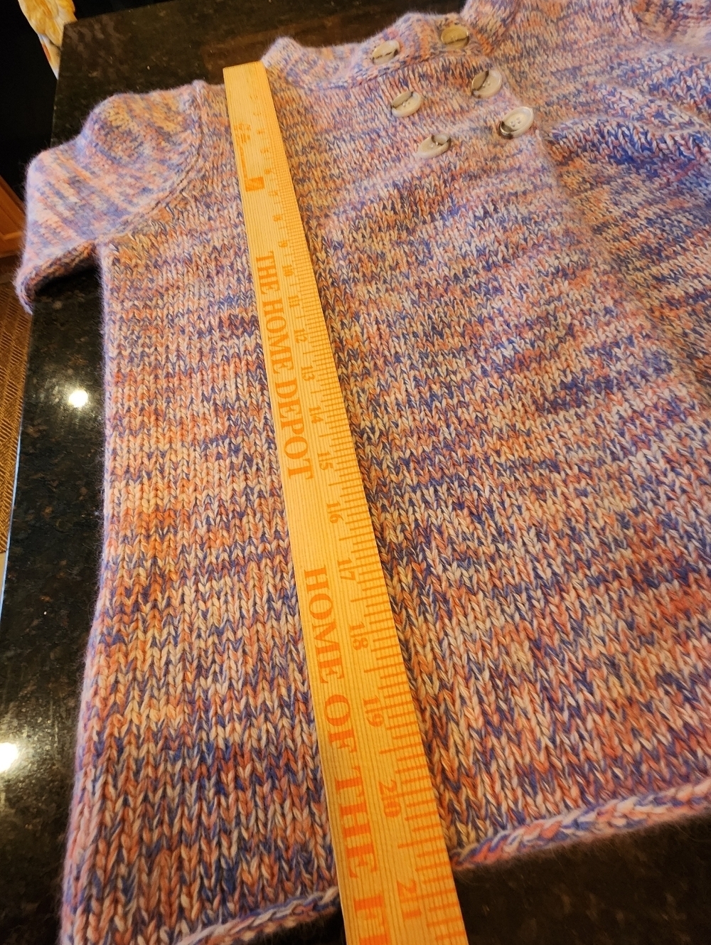 French Connection Double Breasted Mock Neck Sweater Blue Pink Spring Wool Angora - Picture 10 of 11